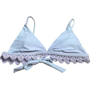 SKINNY DIP by Melissa Lavender Lace Trim Triangle Bikini Top Padded Cup Size M